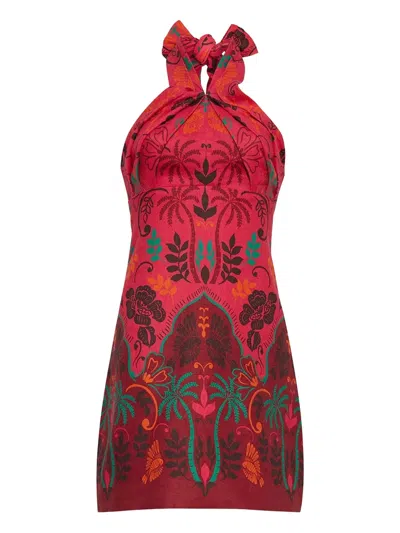 Cara Cara Halterneck Floral-print Mini Dress In Multi