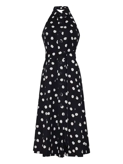 Cara Cara Halterneck Polka-dot Dress In Black