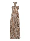 Cara Cara Piana Leopard-print Silk-chiffon Halterneck Maxi Dress In Neutral