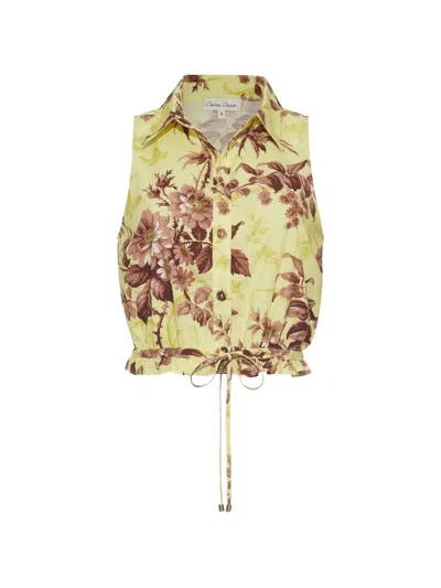 Cara Cara Hannah Floral-print Top In Yellow