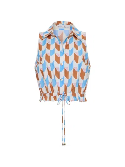 Cara Cara Hannah Geometric-print Cropped Top In Multi