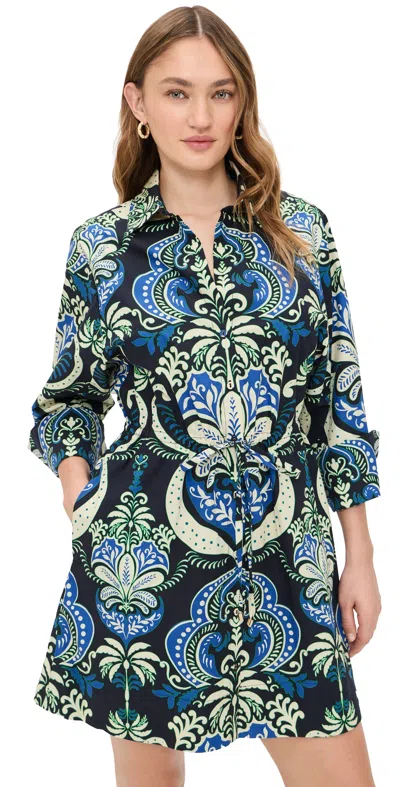 Cara Cara Henry Dress Palm Pavillion Cobalt In Animal Print