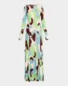 Cara Cara Henry Long-sleeve Printed Maxi Dress In Multi