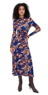 Cara Cara Floral-print Turtleneck Midi Day Dress In Multi