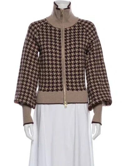 Pre-owned Cara Cara Houndstooth Print Jacket W/ Tags In Brown