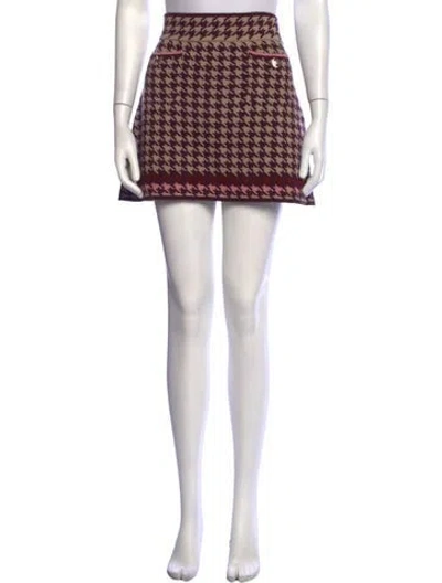 Pre-owned Cara Cara Houndstooth Print Mini Skirt In Blue