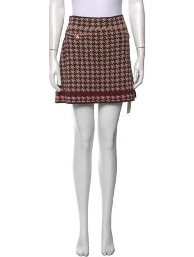 Pre-owned Cara Cara Houndstooth Print Mini Skirt W/ Tags In Blue