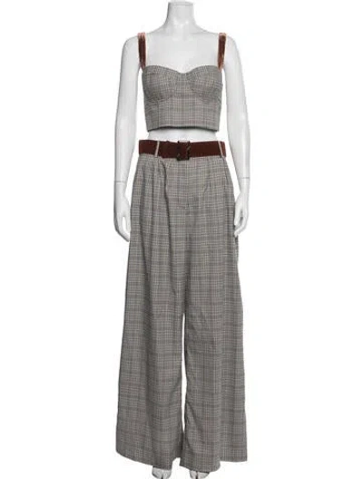 Pre-owned Cara Cara Houndstooth Print Pant Set In Grey