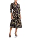 Cara Cara Hutton Floral Midi Dress In Black