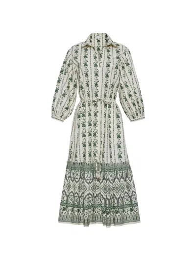 Cara Cara Hutton Floral-print Midi Dress In Green