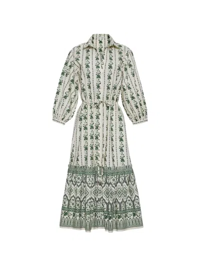 Cara Cara Hutton Tile-print Midi Dress In Green