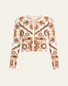 Cara Cara Ila Printed Knit Cardigan In White