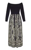Cara Cara Imani Knit-crepe Off-the-shoulder Midi Dress In Black,white