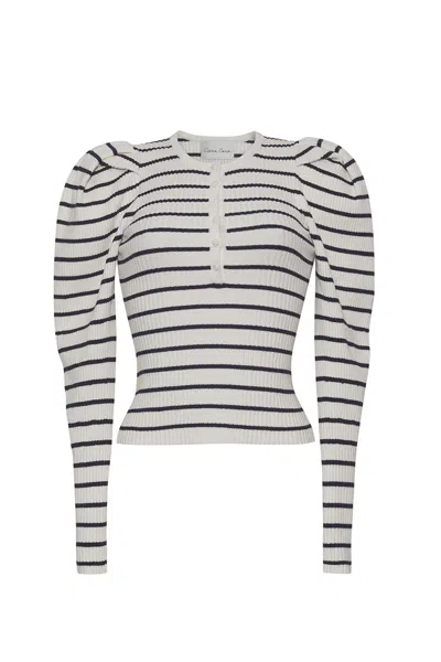 Cara Cara Jade Top In Ivory Black Stripe