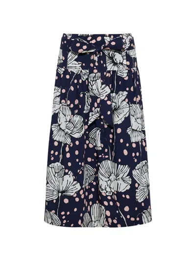 Cara Cara Jiya Floral-print Belted Midi Skirt In Blue