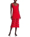 Cara Cara Joan Crochet Scoop Neck Midi Dress In Red