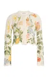 Cara Cara Jolene Cropped Knitted Cotton Cardigan In Nectar Egret
