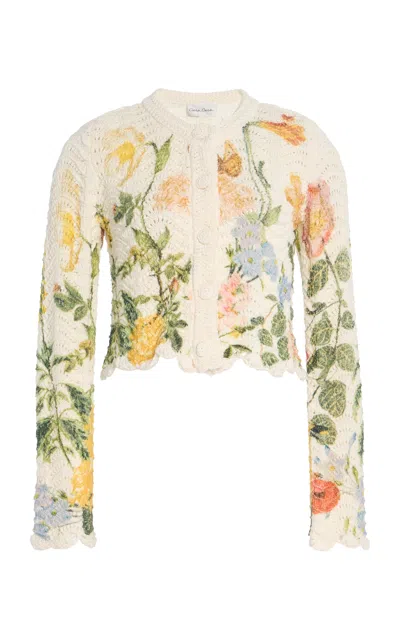 Cara Cara Jolene Cropped Knitted Cotton Cardigan In Nectar Egret