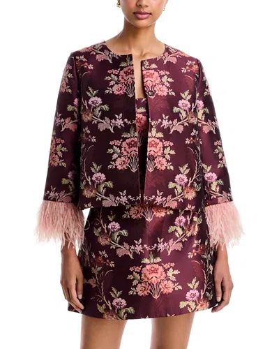 Cara Cara Julio Jacquard Feather Trim Jacket In Multi