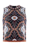 Cara Cara Julissa Fringed Wool-cashmere Top In Navy
