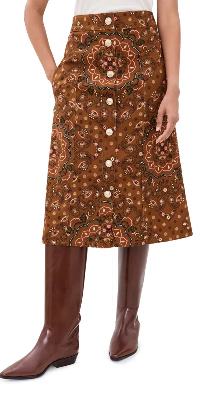 Cara Cara Juniper Midi Skirt Bandana Camel In Brown