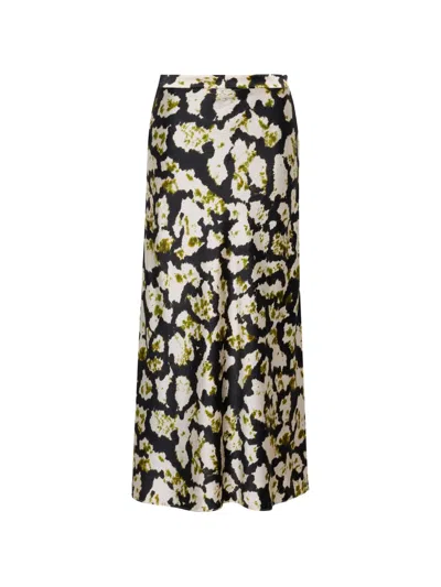 Cara Cara Kaia Hammered-silk Midi Skirt In Black