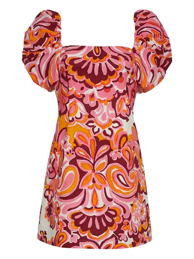Cara Cara Kelly Puff-sleeve Paisley-print Mini Dress In Multi