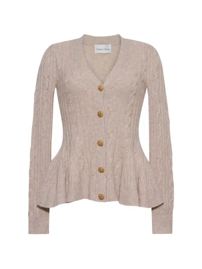 Cara Cara Kiko Cable-knit Peplum Cardigan In Purple