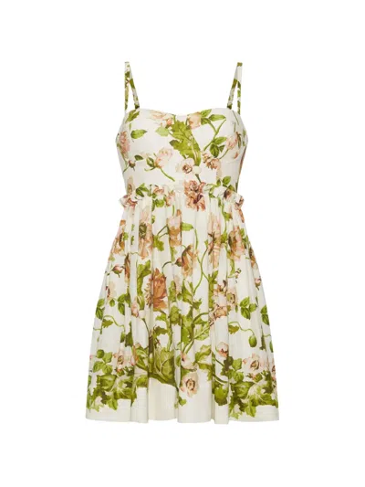 Cara Cara Kori Floral-print Ruffled Dress In Brown