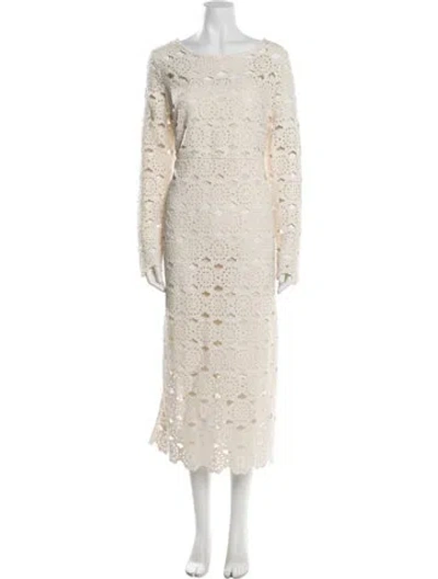 Pre-owned Cara Cara Lace Pattern Long Dress In Neutral