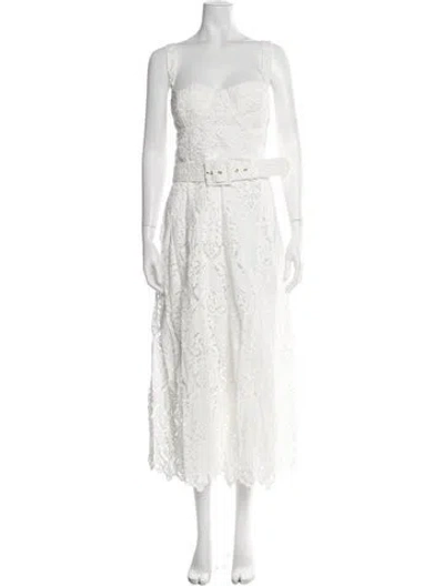 Pre-owned Cara Cara Lace Pattern Long Dress W/ Tags In White