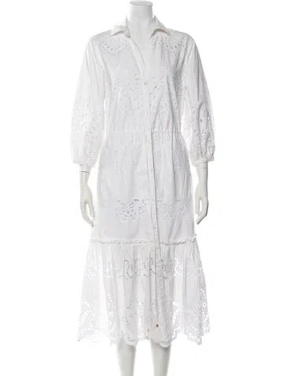 Pre-owned Cara Cara Lace Pattern Long Dress In White