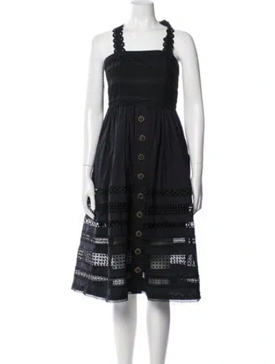 Pre-owned Cara Cara Lace Pattern Midi Length Dress In Black