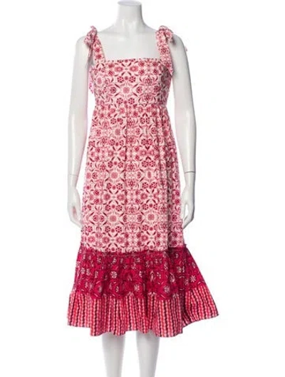 Pre-owned Cara Cara Lace Pattern Midi Length Dress In Pink