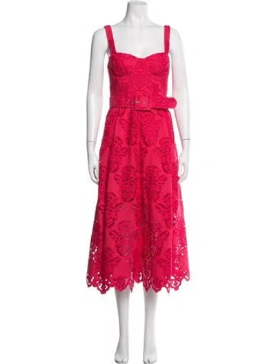 Pre-owned Cara Cara Lace Pattern Midi Length Dress In Pink