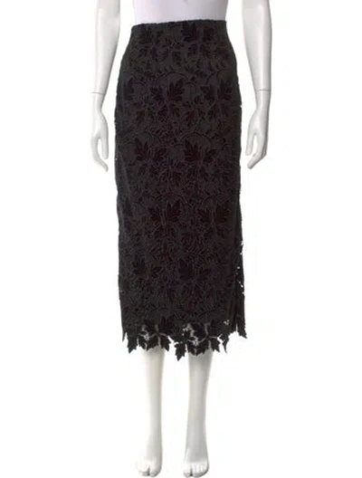 Pre-owned Cara Cara Lace Pattern Midi Length Skirt In Black