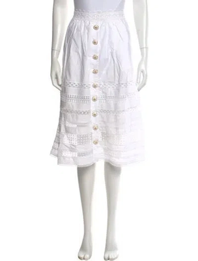 Pre-owned Cara Cara Lace Pattern Midi Length Skirt W/ Tags In White