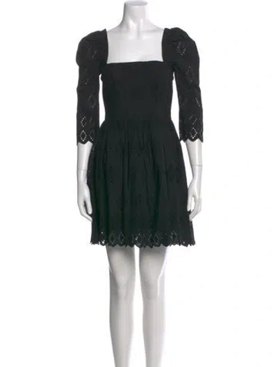 Pre-owned Cara Cara Lace Pattern Mini Dress In Black
