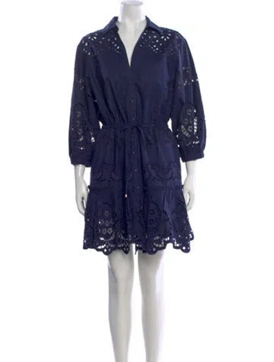 Pre-owned Cara Cara Lace Pattern Mini Dress In Blue