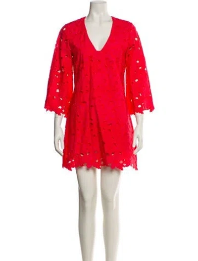 Pre-owned Cara Cara Lace Pattern Mini Dress In Pink