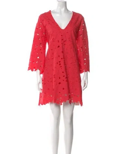 Pre-owned Cara Cara Lace Pattern Mini Dress In Pink