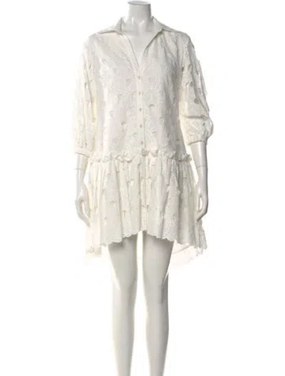 Pre-owned Cara Cara Lace Pattern Mini Dress In White