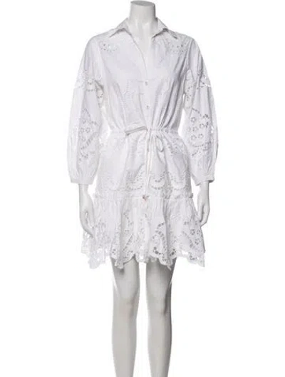 Pre-owned Cara Cara Lace Pattern Mini Dress In White