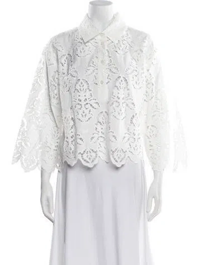 Pre-owned Cara Cara Lace Pattern Pleated Accents Set W/ Tags In White