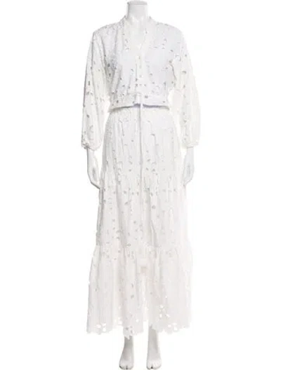 Pre-owned Cara Cara Lace Pattern Skirt Set In White