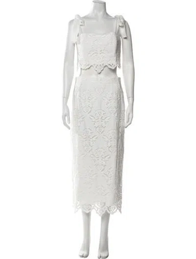 Pre-owned Cara Cara Lace Pattern Skirt Set In White