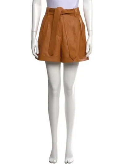Pre-owned Cara Cara Leather Mini Shorts In Brown