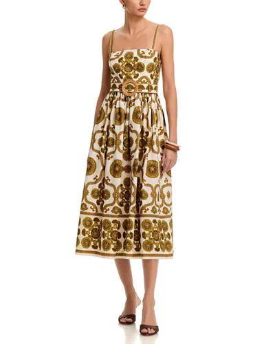 Cara Cara Lee Floral-print Belted Midi Dress In White