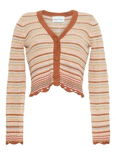 Cara Cara Lilana Striped Cardigan In Brown