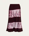 Cara Cara Lilith Tie-dye Midi Skirt In Burgundy